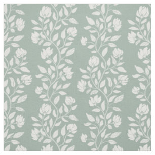 Spring Sage Green Refined Climbing Blossoms Floral Fabric