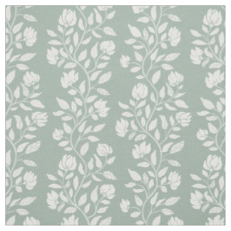 Spring Sage Green Refined Climbing Blossoms Floral Fabric