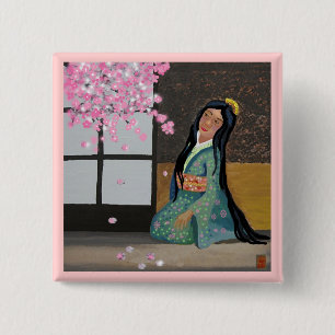 spring sakura 2 inch square button