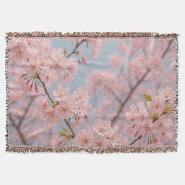 Spring Sakura Bloom  Throw Blanket (Front)