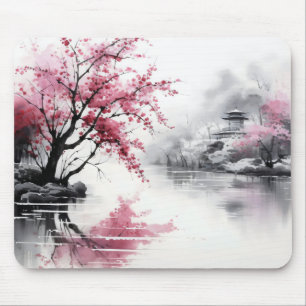 Spring Sakura Ink Painting Mouse Pad