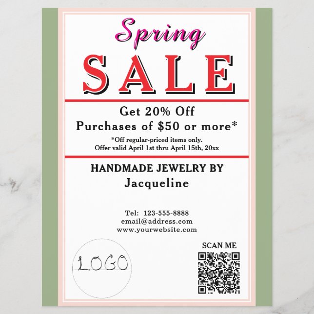 Spring Sale Sage Blush BACKSIDE Heart Flyer (Front)