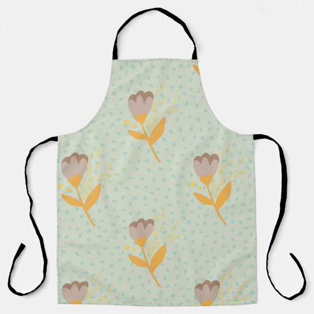 Spring seamless folk flower doodle pattern. Hand d Apron (Front)