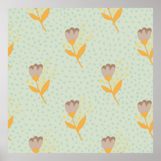 Spring seamless folk flower doodle pattern. Hand d Poster
