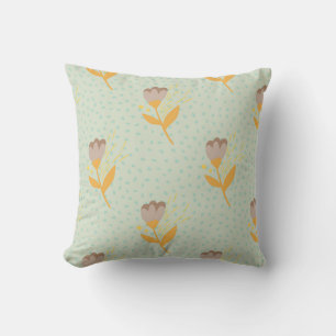 Spring seamless folk flower doodle pattern. Hand d Throw Pillow