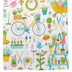 Spring seamless pattern in simple hand-drawn carto