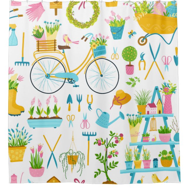 Spring seamless pattern in simple hand-drawn carto (Front)