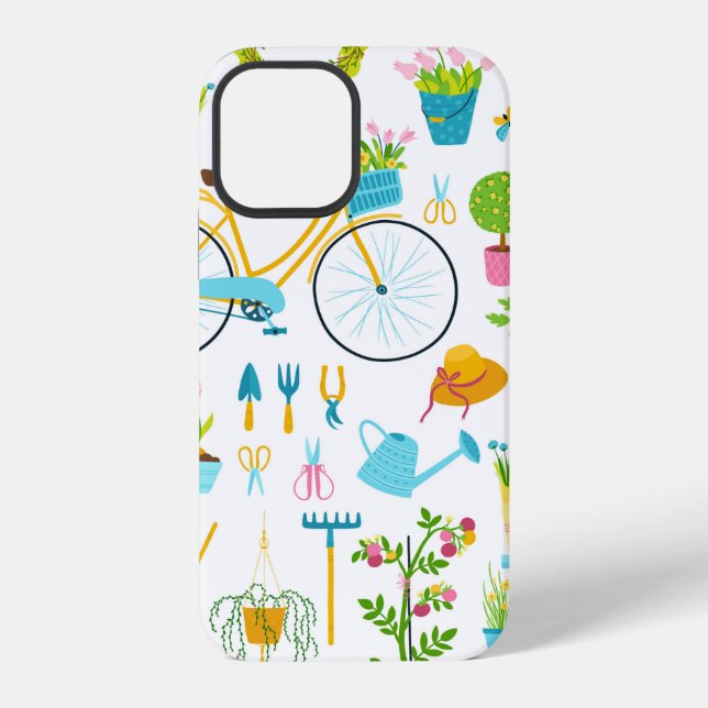 Spring seamless pattern in simple hand-drawn carto iPhone case (Back)