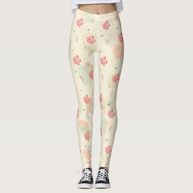 Spring Seamless Pattern Leggings (Front)