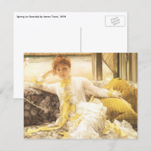 Spring (Seaside) by James Tissot, Vintage Portrait Postcard
