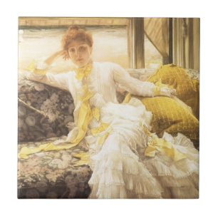 Spring (Seaside) by James Tissot, Vintage Portrait Tile