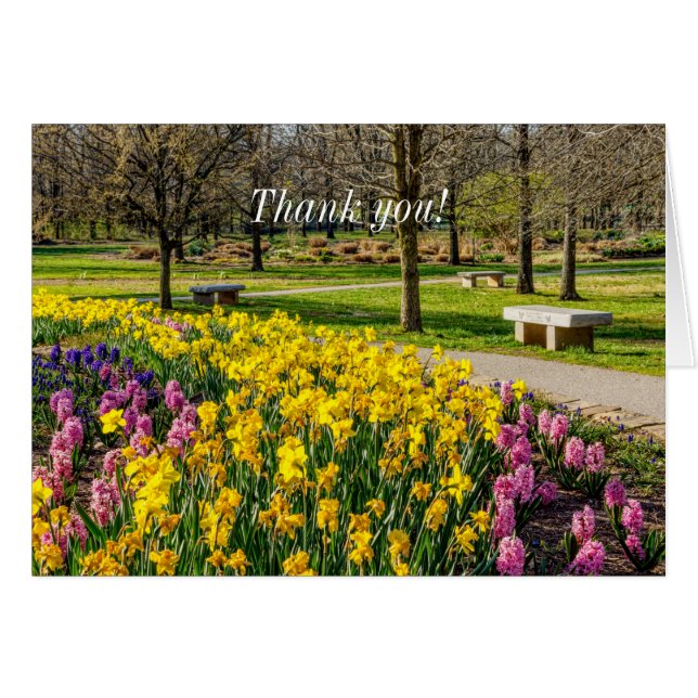 Spring Season Flower Garden Thank You Card (Front Horizontal)