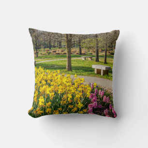Spring Season Flower Garden Throw Pillow