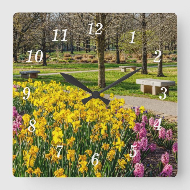 Spring Season Flower Garden Wall Clock (Front)