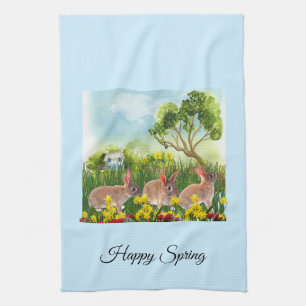 Spring Season Rabbits / Easter Holiday Decor Kitchen Towel