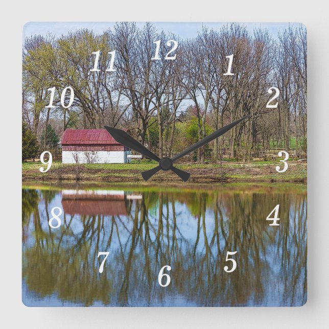 Spring Season Reflections Painterly Wall Clock (Front)