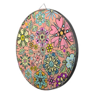 Spring Season Retro Flower Colors Seamless Pattern Dartboard