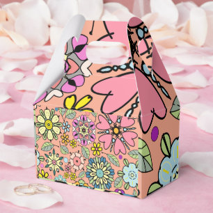 Spring Season Retro Flower Colors Seamless Pattern Favor Box