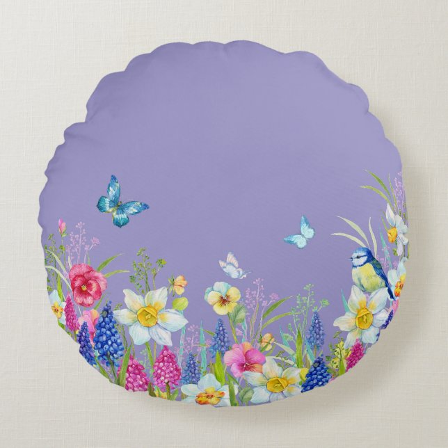 Spring season round pillow (Front)