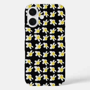 Spring Serenade: Yellow Frangipanis On Black, iPhone 16 Case