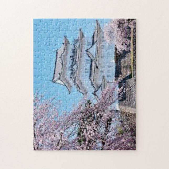Spring Serenity at Numazu Castle – Sakura in Bloom Jigsaw Puzzle (Vertical)