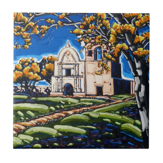 "Spring Shadows at Tumacacori" art tile (Front)