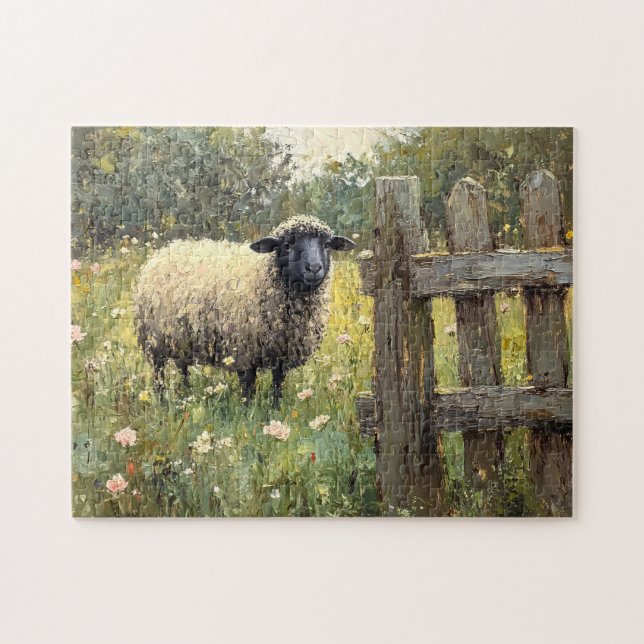Spring Sheep Digital Oil Painting Jigsaw Puzzle (Horizontal)