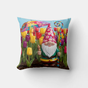 Spring Shower Gnome: Mother's Day Throw Pillow