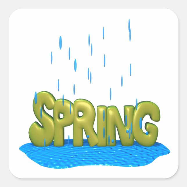 Spring Showers 2 Square Sticker (Front)