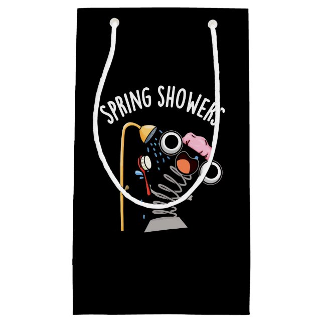 Spring Showers Funny Season Pun Dark BG Small Gift Bag (Front)