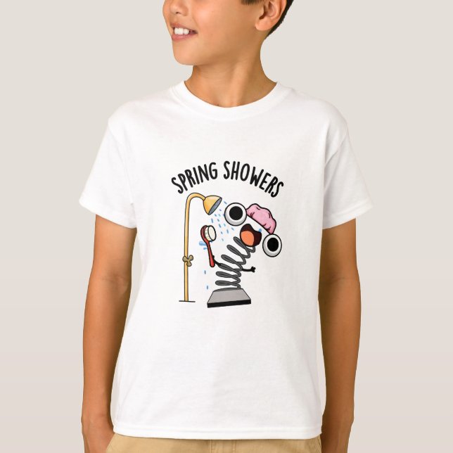 Spring Showers Funny Season Pun  T-Shirt (Front)