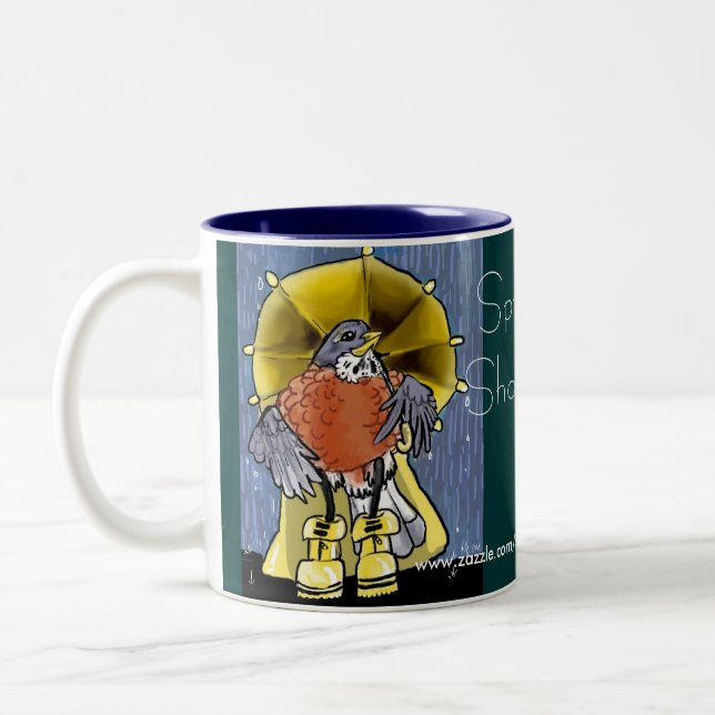 Spring Showers, Rainy Day Robin Mug (Left)