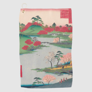Spring Shrine Garden Vintage Ukiyo-e Japanese Art Golf Towel