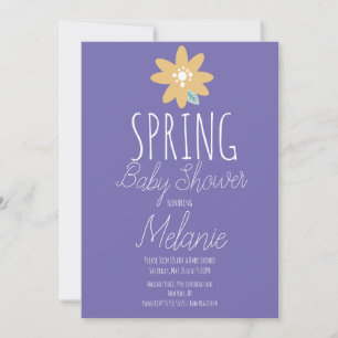 Spring Simple Floral Purple Baby Shower Invitation