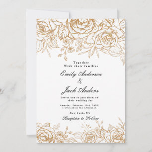spring simple hand drawn Floral elegant wedding Invitation