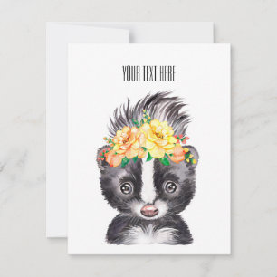 Spring Skunk Customizable Holiday Card