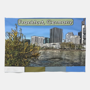 Spring Skyline of Frankfurt, Germany Kitchen Towel