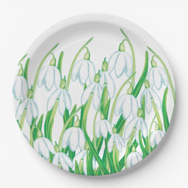 Spring Snowdrops  Napkins Paper Plate (Front)