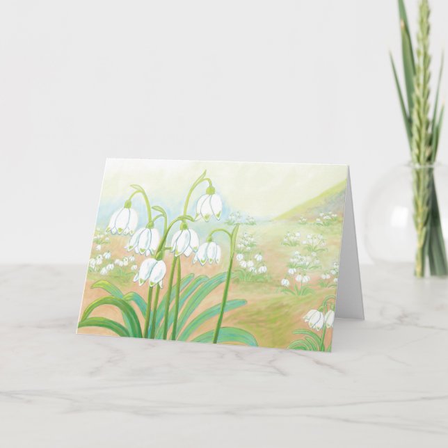 Spring Snowflake, Leucojum vernum Illustration   Card (Front)