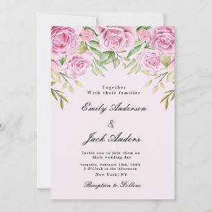 spring Soft Pink Floral elegant wedding Invitation