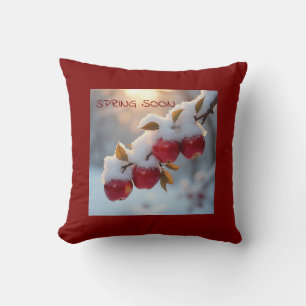 Spring soon apples and snow throw pillow