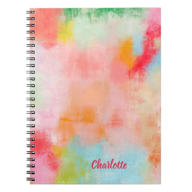 Spring Spark -  Pink Coral - Name or Monogram Notebook (Front)