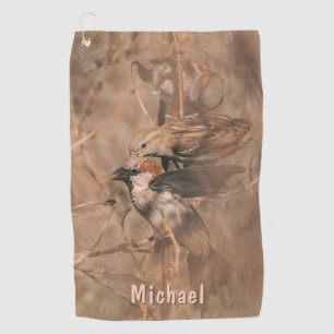 Spring Sparrow Birds Wildlife Photography And Name Golf Towel