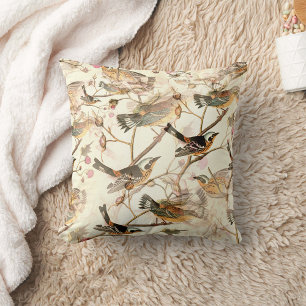 Spring Sparrows Throw Pillow