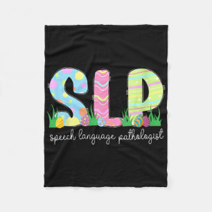 Spring Speech Language Pathologist Easter Bunny Sl Fleece Blanket