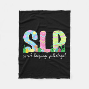 Spring Speech Language Pathologist Easter Bunny Sl Fleece Blanket