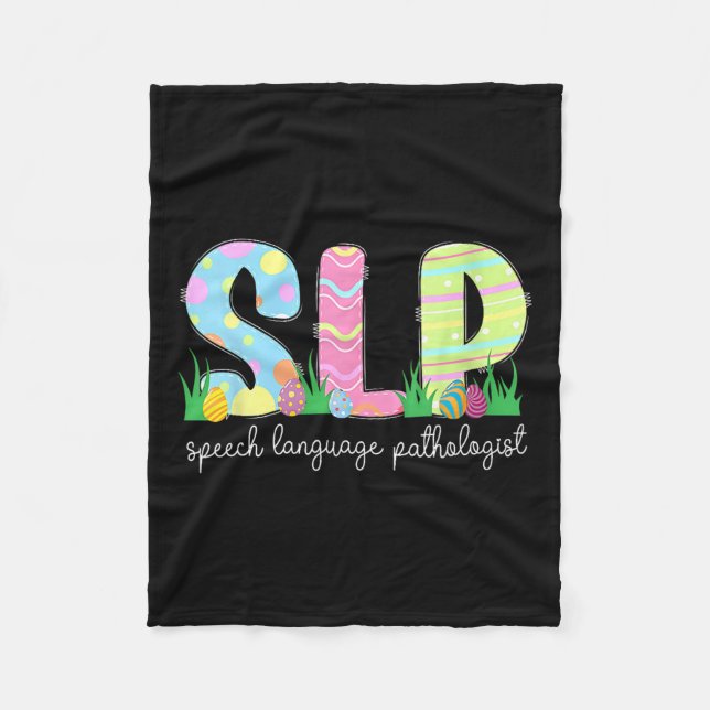 Spring Speech Language Pathologist Easter Bunny Sl Fleece Blanket (Front)