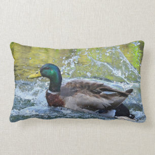 Spring Splash Mallard Duck Lumbar Pillow