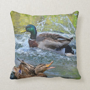 Spring Splash Mated Mallard Pair Ducks Throw Pillow