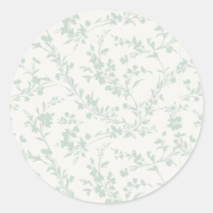 Spring Sprigs Muted Sage - Neutral Classic Round Sticker